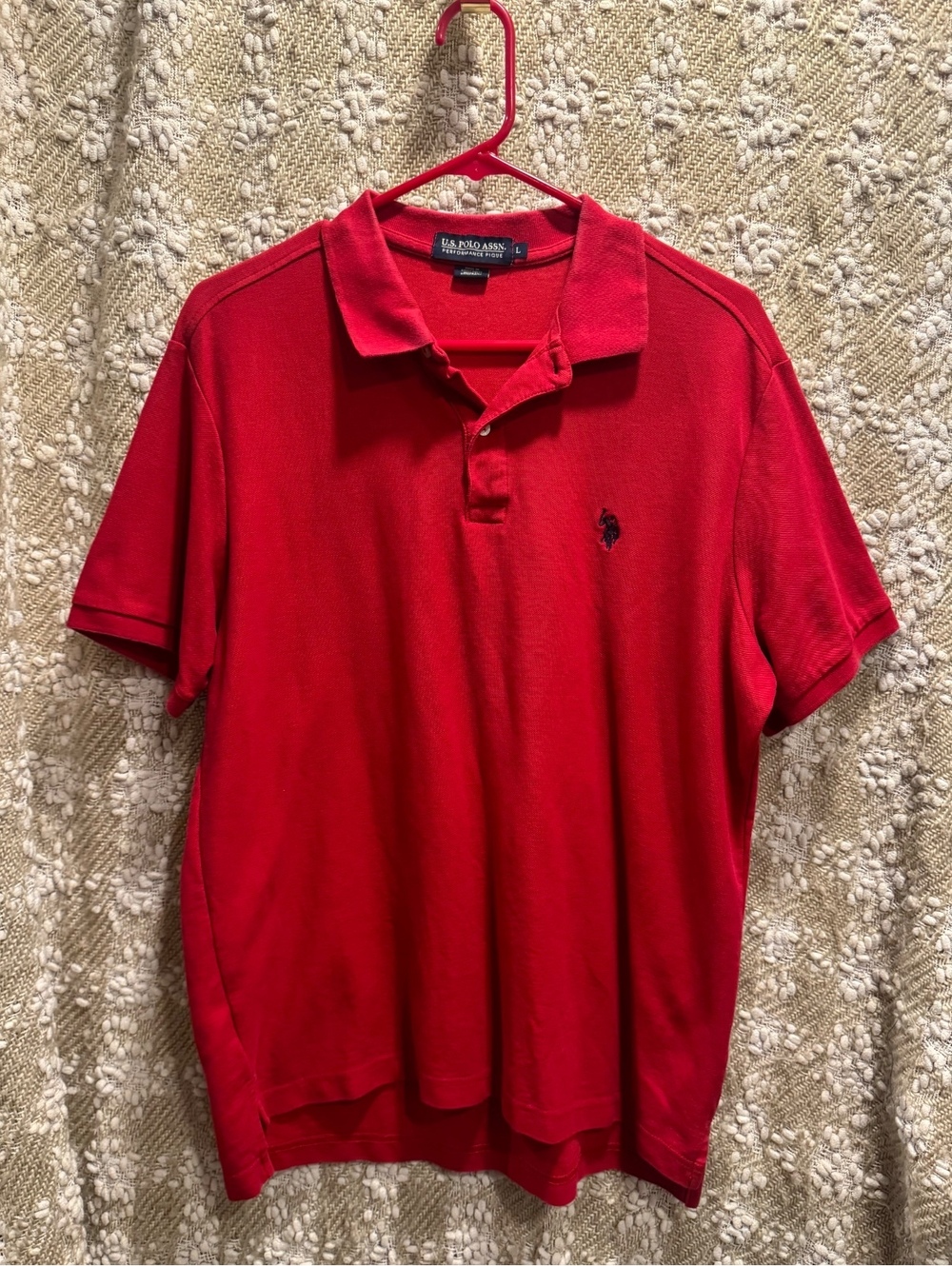 U.S. Polo Assn. Performance Piqué Polo Shirt, red, size L